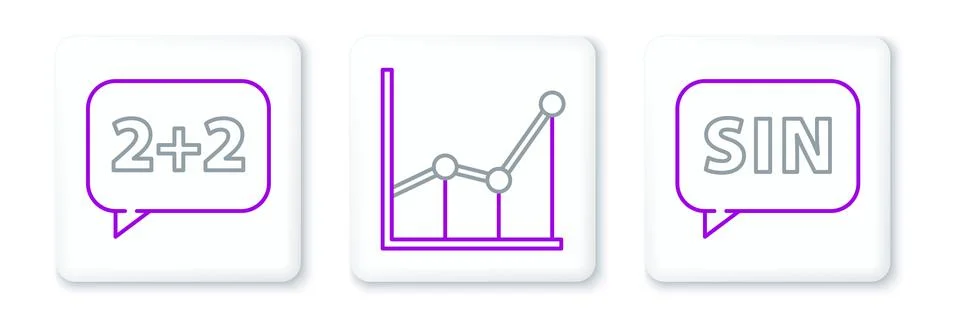 Set line Mathematics function sine, Equation solution and Graph, schedule, .. Stock Illustration