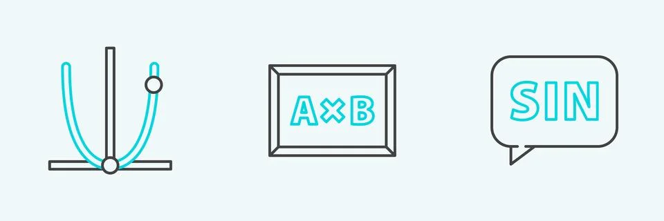 Set line Mathematics function sine, Graph, schedule, chart, diagram and Cha.. Stock Illustration