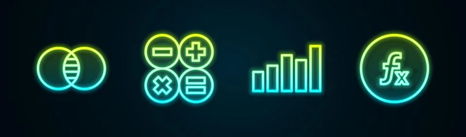 Set line Mathematics sets A and B, Calculator, Graph, schedule, chart, diagram Illustrazione stock