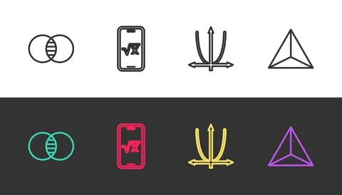 Set line Mathematics sets A and B, Square root of x glyph, Graph, schedule Illustrazione stock