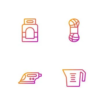 Set line Measuring cup, Electric iron, Laundry detergent and Yarn. Gradient c イラスト素材