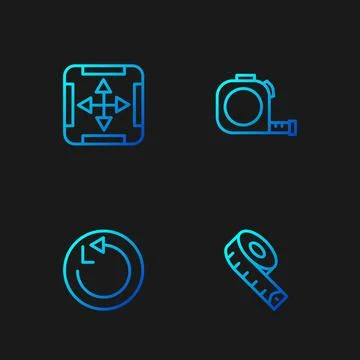 Set line Measuring tape, Radius, Area measurement and Roulette construction Stock Illustration