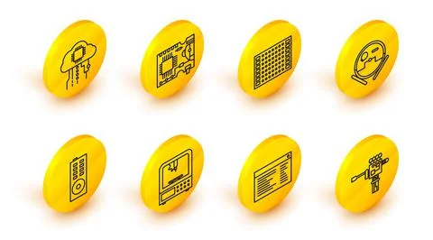 Set line Mechanical robot hand and screwdriver, Software, web developer progr 스톡 일러스트