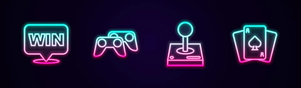 Set line Medal, Game controller or joystick, Joystick for arcade machine and  Stock Illustration