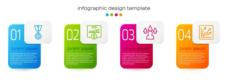 Set line Medal, Key performance indicator, Front end development and Financial イラスト素材