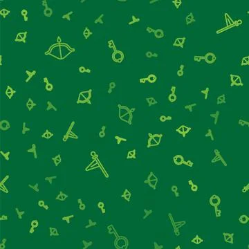 Set line Medieval bow and arrow, flag and Old key on seamless pattern. Vector Stockillustratie