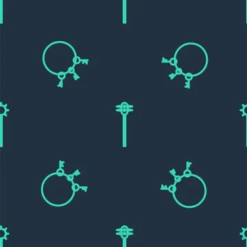 Set line Medieval chained mace ball, Old keys and on seamless pattern. Vector Stock Illustration