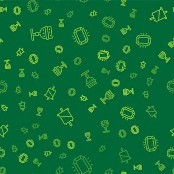 Set line Medieval goblet, flag and Diamond on seamless pattern. Vector Stock Illustration