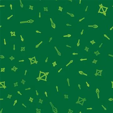 Set line Medieval spear, bow and arrow and Torch flame on seamless pattern Stock Illustration