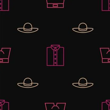 Set line Men underpants, Elegant women hat and Shirt on seamless pattern. V.. イラスト素材