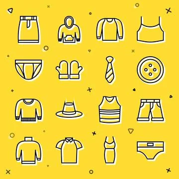 Set line Men underpants, Short or, Sewing button for clothes, Sweater, Chri.. Stock Illustration