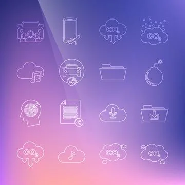 Set line Methane emissions reduction, Folder download, Bomb ready to explode イラスト素材