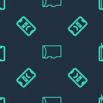 Set line Micro SD memory card, Dead mobile and Glass screen protector on Stockillustratie