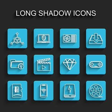 Set line Micro SD memory card, Smartphone with wireless, Isometric cube, Powe Stock Illustration