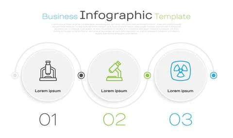 Set line Microscope, and Radioactive. Business infographic template. Vector Stock Illustration