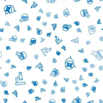 Set line Microscope, DNA symbol and GMO on seamless pattern. Vector Stockillustratie