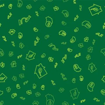 Set line Microscope, Eco friendly house and Human head with leaf inside on Stock Illustration