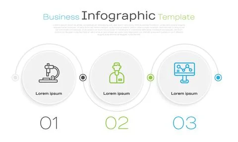 Set line Microscope, Laboratory assistant and Chemical formula. Business 스톡 일러스트