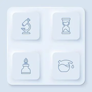 Set line Microscope, Old hourglass, Alcohol or spirit burner and Test tube イラスト素材