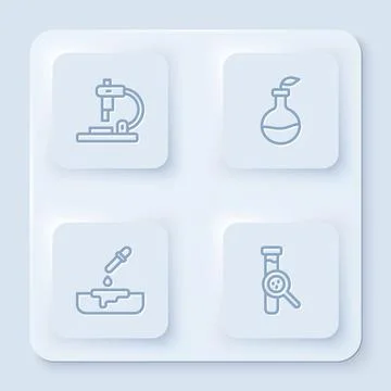Set line Microscope, Plant breeding, Petri dish with pipette and Test tube and Stockillustratie