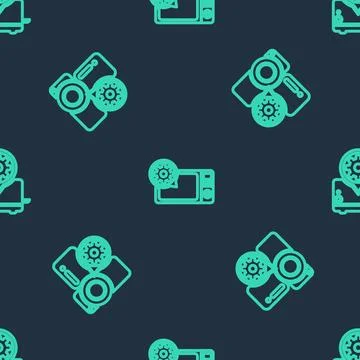 Set line Microwave oven setting, Video camera and Toaster on seamless pattern Stock Illustration
