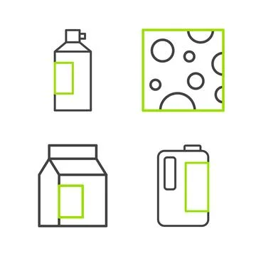 Set line Milk in plastic bottle, Paper package for milk, Cheese and Whipped.. Stock Illustration