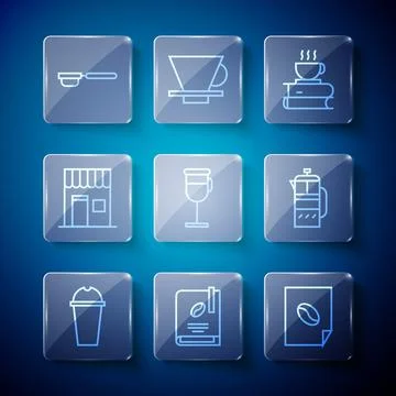 Set line Milkshake, Coffee book, poster, cup and, Irish coffee, shop, filter Illustration