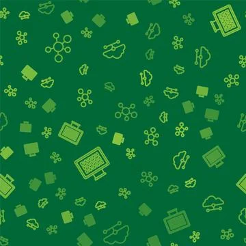 Set line Mind map infographic, Binary code and Network cloud connection on Stock Illustration