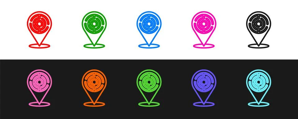 Set line Minotaur maze or labyrinth icon isolated on black and white background 스톡 일러스트