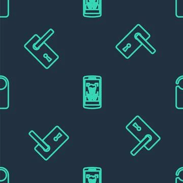Set line Mobile and face recognition, Door handle and Please do not disturb on Illustration