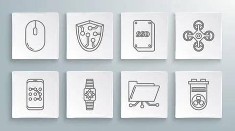 Set line Mobile and graphic password protection, Cyber security, Smartwatch 스톡 일러스트