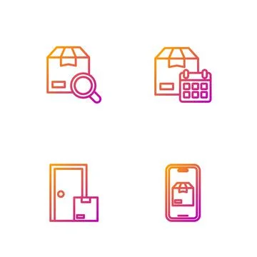 Set line Mobile app delivery tracking, Home services, Search package and 스톡 일러스트