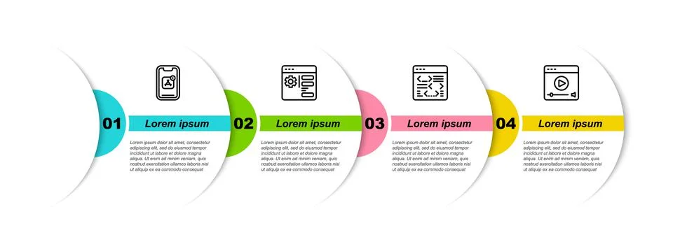 Set line Mobile Apps, Browser setting, Software and Online play video. Busine Stock Illustration