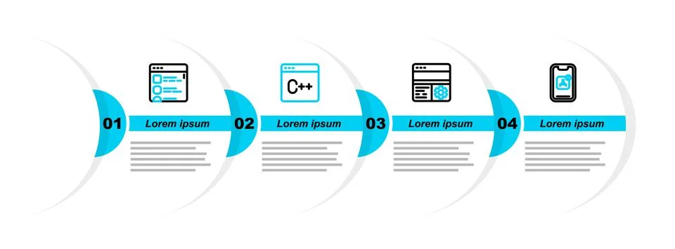Set line Mobile Apps, Debugging, Software and Browser files icon. Vector イラスト素材