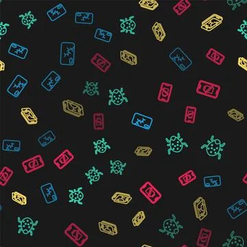 Set line Mobile with broken screen, System bug, and Smartphone battery charge on Stock Illustration