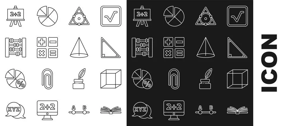 Set line Mobile calculator interface, Function mathematical symbol, Calendar, イラスト素材