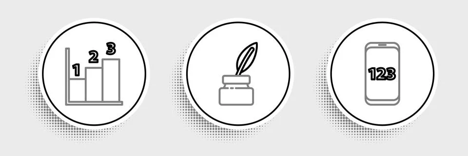 Set line Mobile calculator interface, Graph, schedule, chart, diagram and Stock Illustration