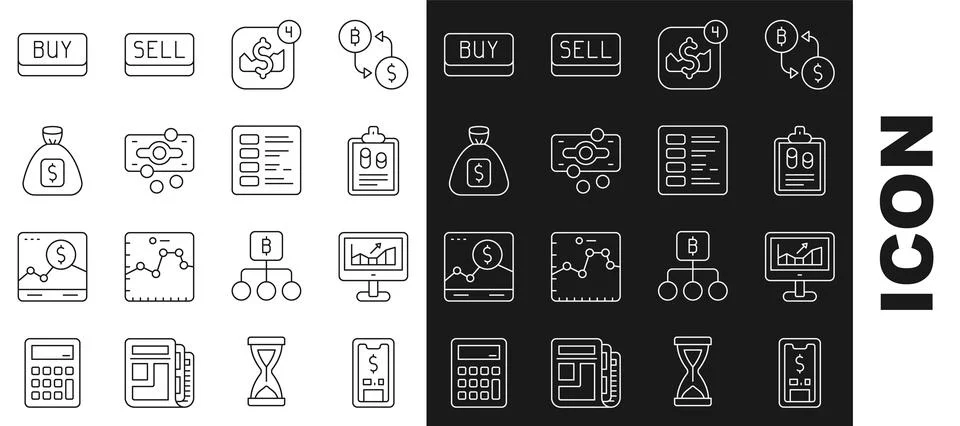 Set line Mobile with dollar, Computer growth graph, Business finance report 스톡 일러스트