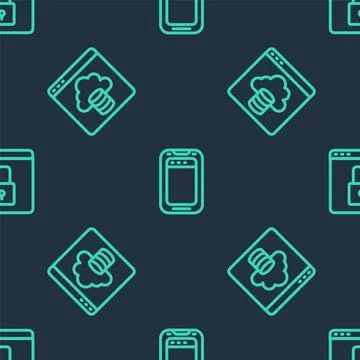 Set line Mobile phone, Cloud technology data transfer and Secure your site .. Stock Illustration