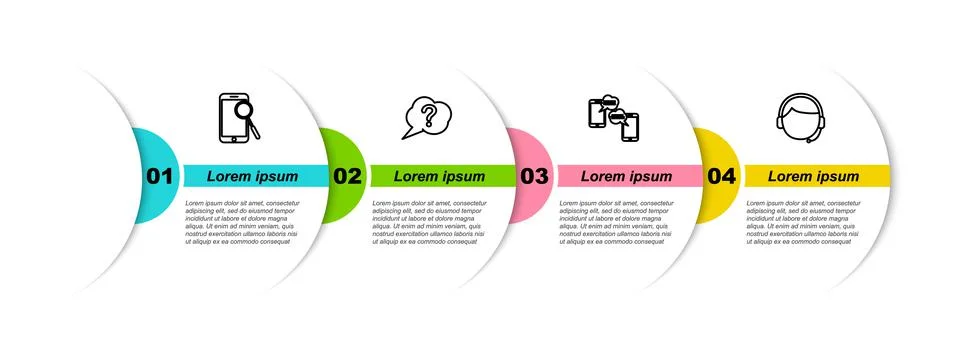 Set line Mobile phone diagnostics, Speech bubble Question, Chat messages mobile Illustrazione stock