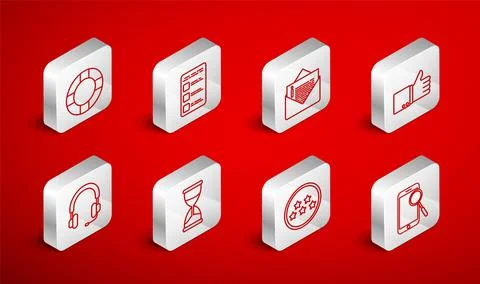 Set line Mobile phone diagnostics, Create account screen mobile, Envelope, Ha Illustrazione stock