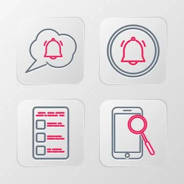 Set line Mobile phone diagnostics, Create account screen mobile, Button chat Stockillustratie