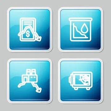 Set line Mobile stock trading, Drop crude oil price, Shutdown of factory an.. Stock Illustration