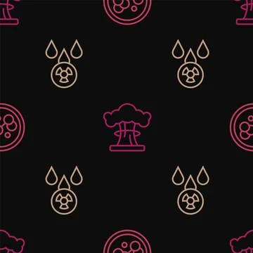 Set line Molecule, Acid rain and radioactive cloud and Nuclear explosion on 스톡 일러스트
