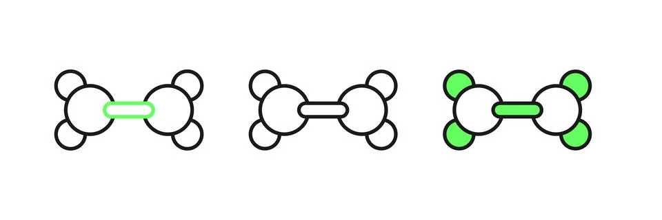 Set line Molecule icon isolated on white background. Structure of molecules.. Stock Illustration