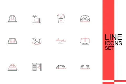 Set line Monkey bar, Swedish wall, Playground climbing equipment, Attractio.. Stock-Illustration