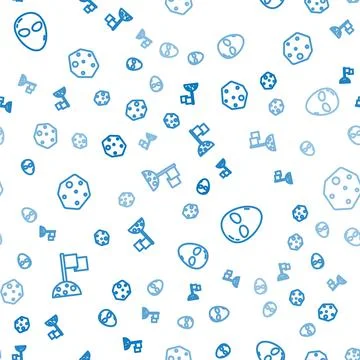 Set line Moon with flag, Alien and Asteroid on seamless pattern. Vector イラスト素材
