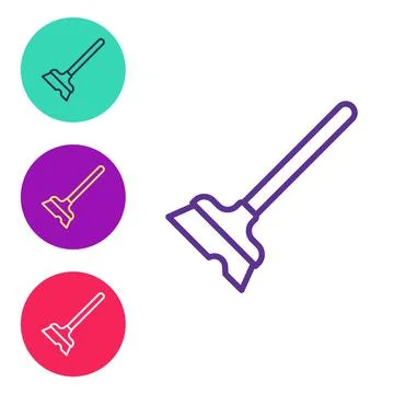 Set line Mop icon isolated on white background. Cleaning service concept. Set Illustration