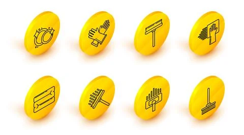 Set line Mop, Vacuum cleaner, Squeegee, scraper, wiper, Towel stack, Cleani.. Stock Illustration