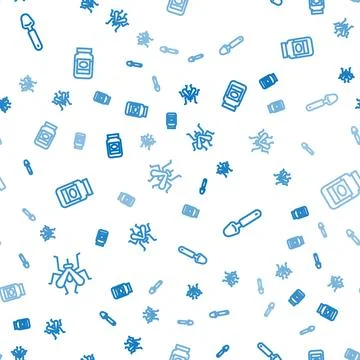 Set line Mosquito, Spoon and Jam jar on seamless pattern. Vector Stock Illustration